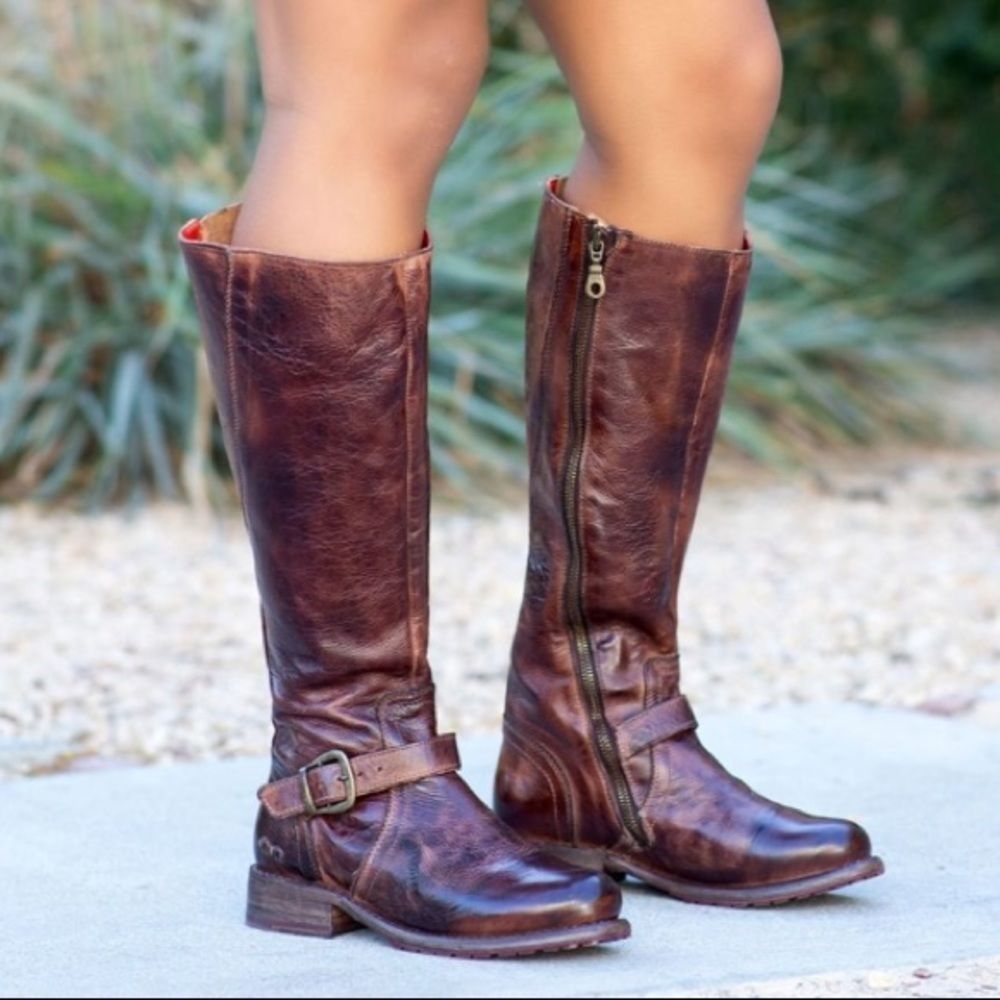 Bed Stu Boots Knee High Leather Glaye in Teak Rustic Size 6.5